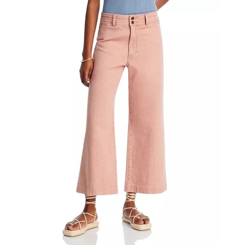 Faherty Pink Wide Leg Flare Jeans